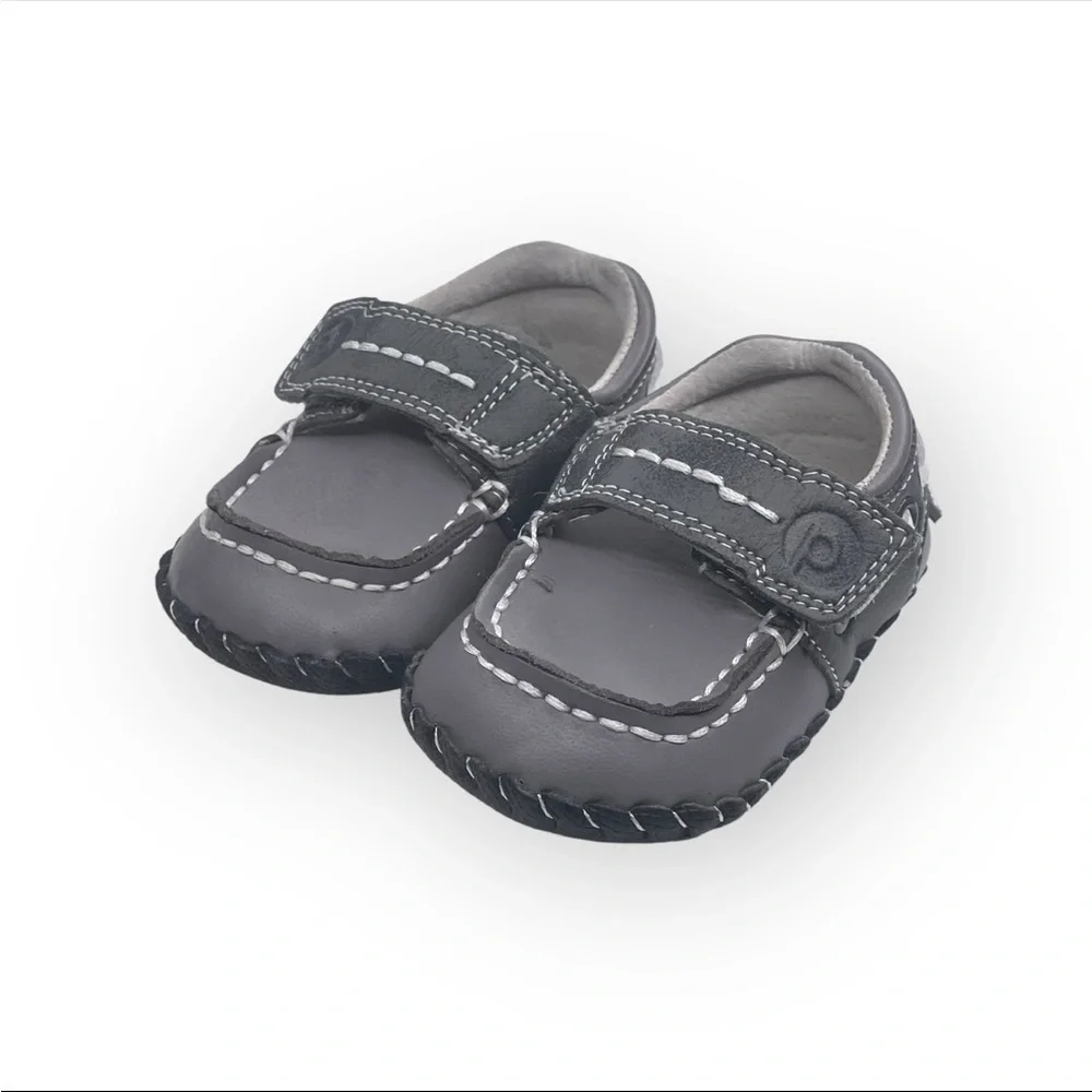 pediped ☀︎︎ Originals Norm Boat Baby Shoe ☀︎︎ Grey Leather Sole ☀︎︎ 0-6 Month